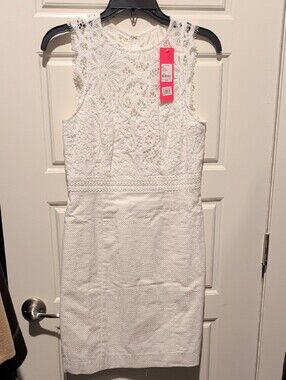 Lilly Pulitzer NWT Sharice Stretch Shift (Size 2) White Lace-Texture Shift Dress
